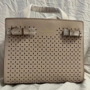 New with tags Kate Spade Small Lanie (Milton lace Saffiano- pumice)